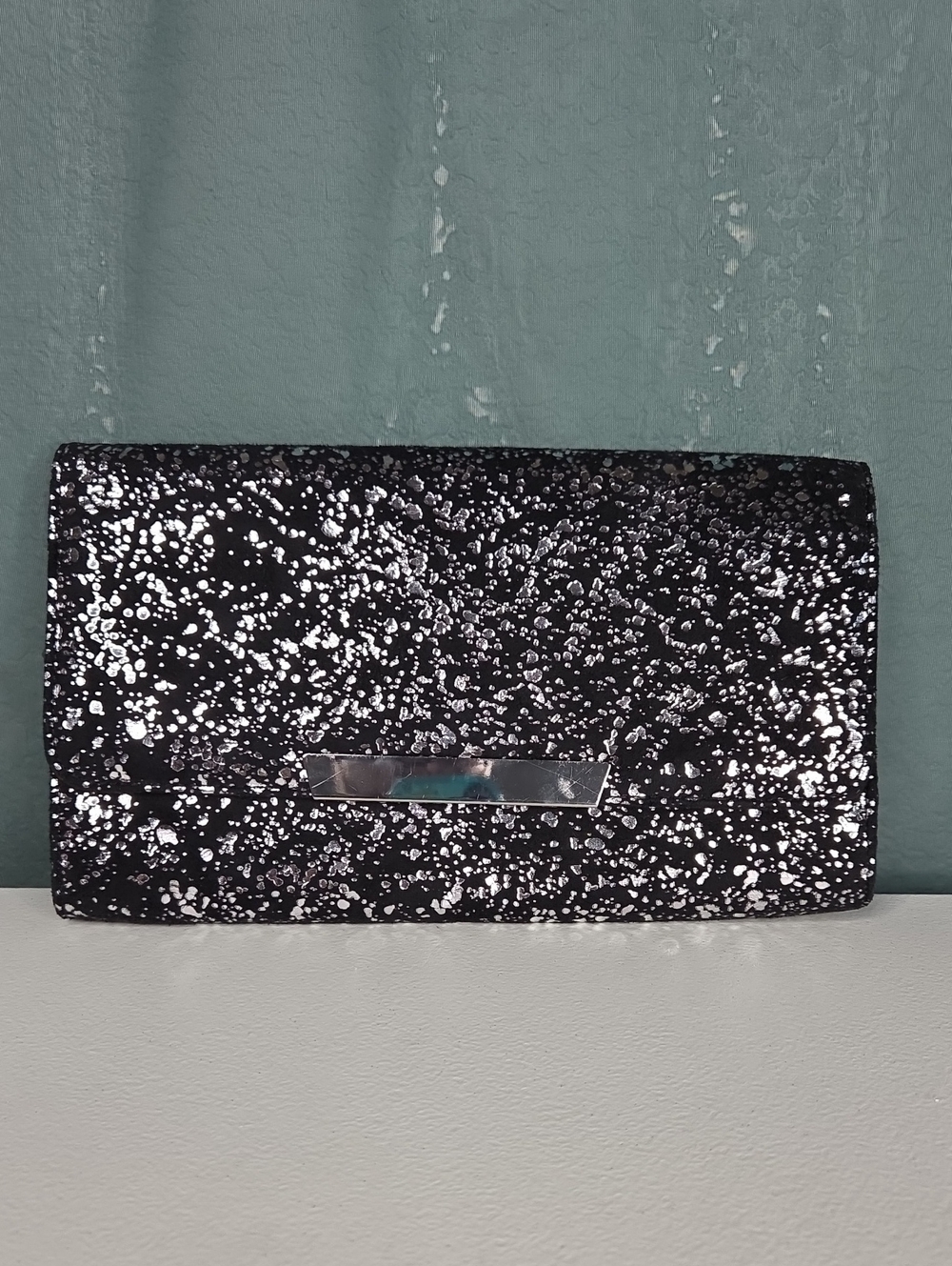 Black and Silver Speckled Evening Clutch